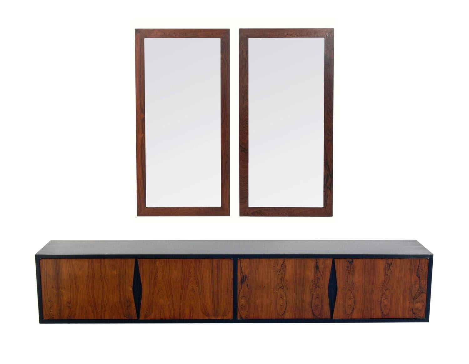 Mid-20th Century Wall-Mounted Rosewood Console
