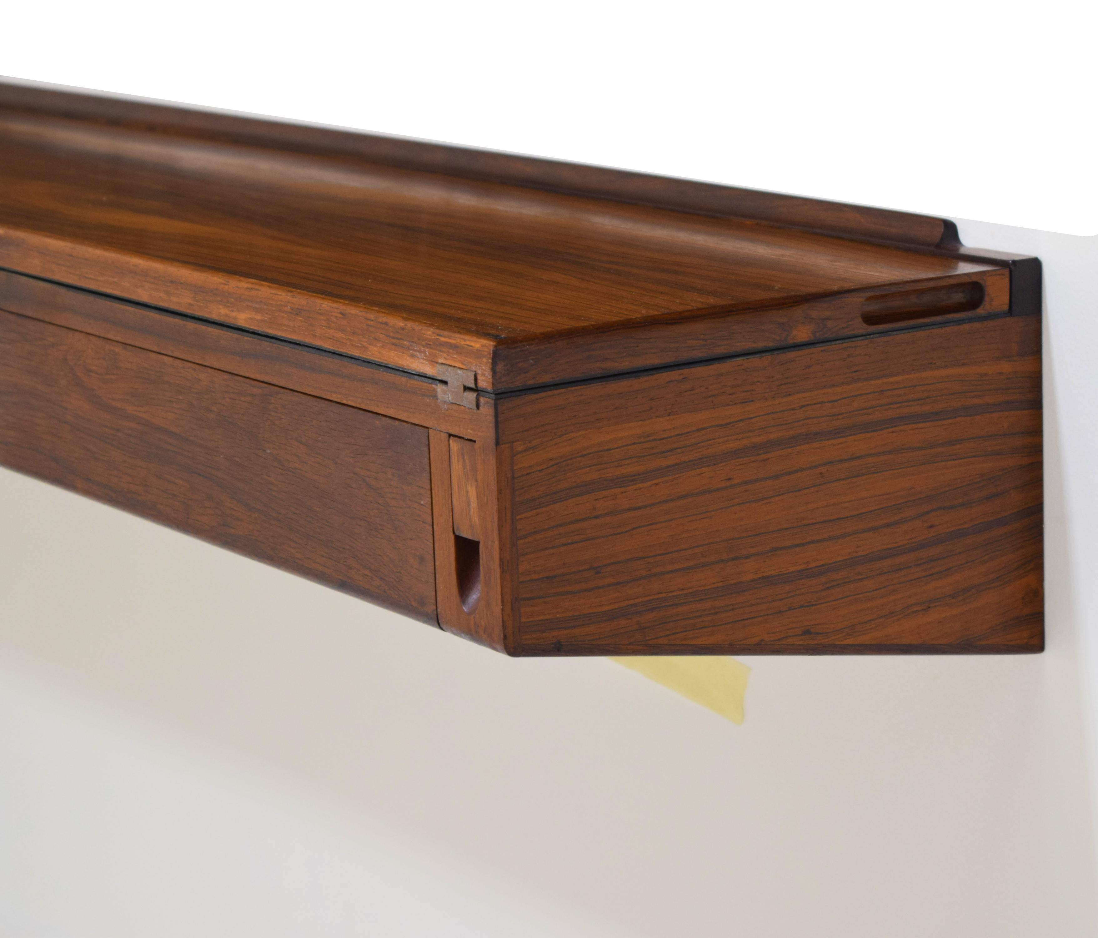 Mid-20th Century Wall-Mounted Rosewood Flip-Top Desk and Console by Arne Hovmand Olsen, Denmark
