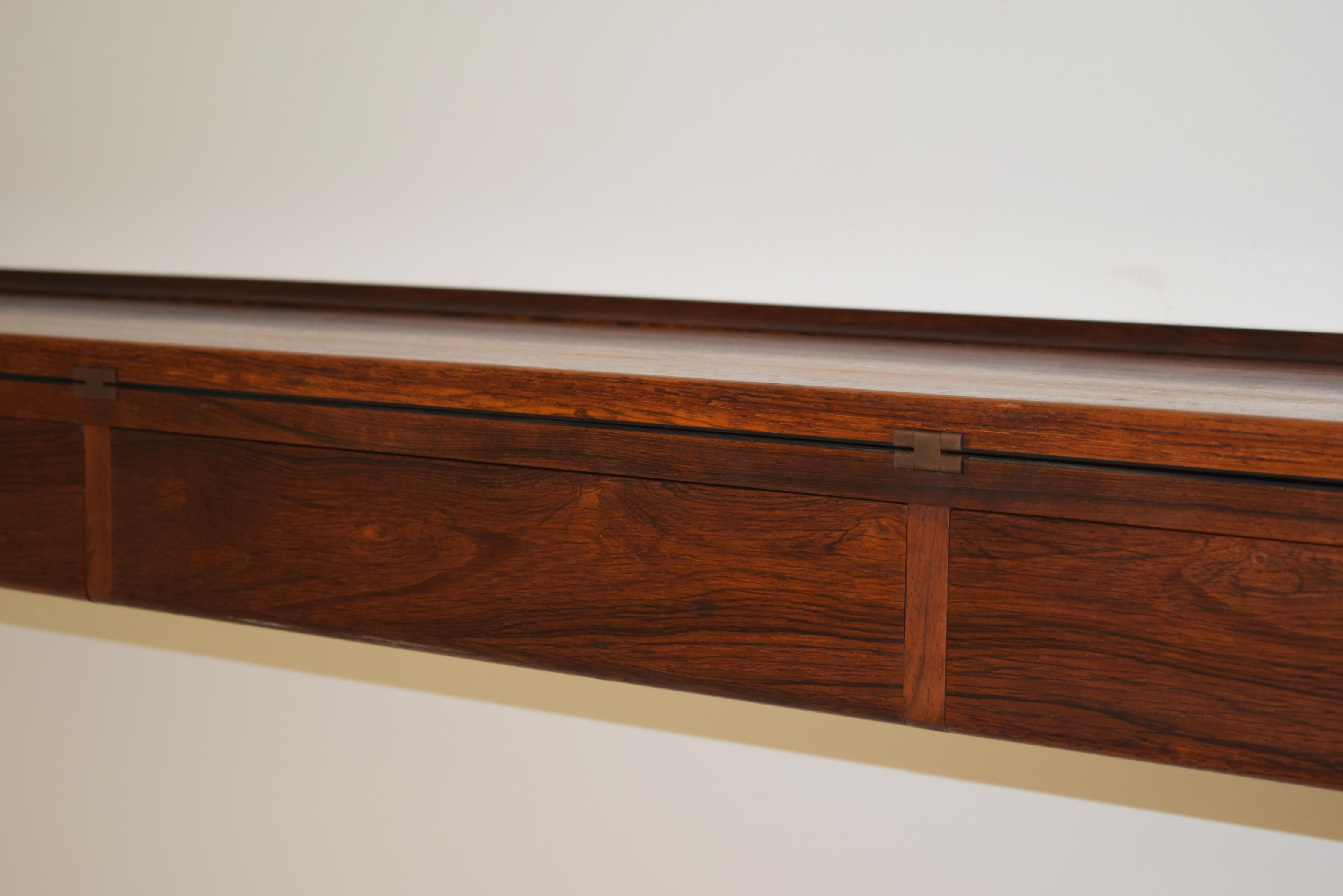 Wall-Mounted Rosewood Flip-Top Desk and Console by Arne Hovmand Olsen, Denmark 1