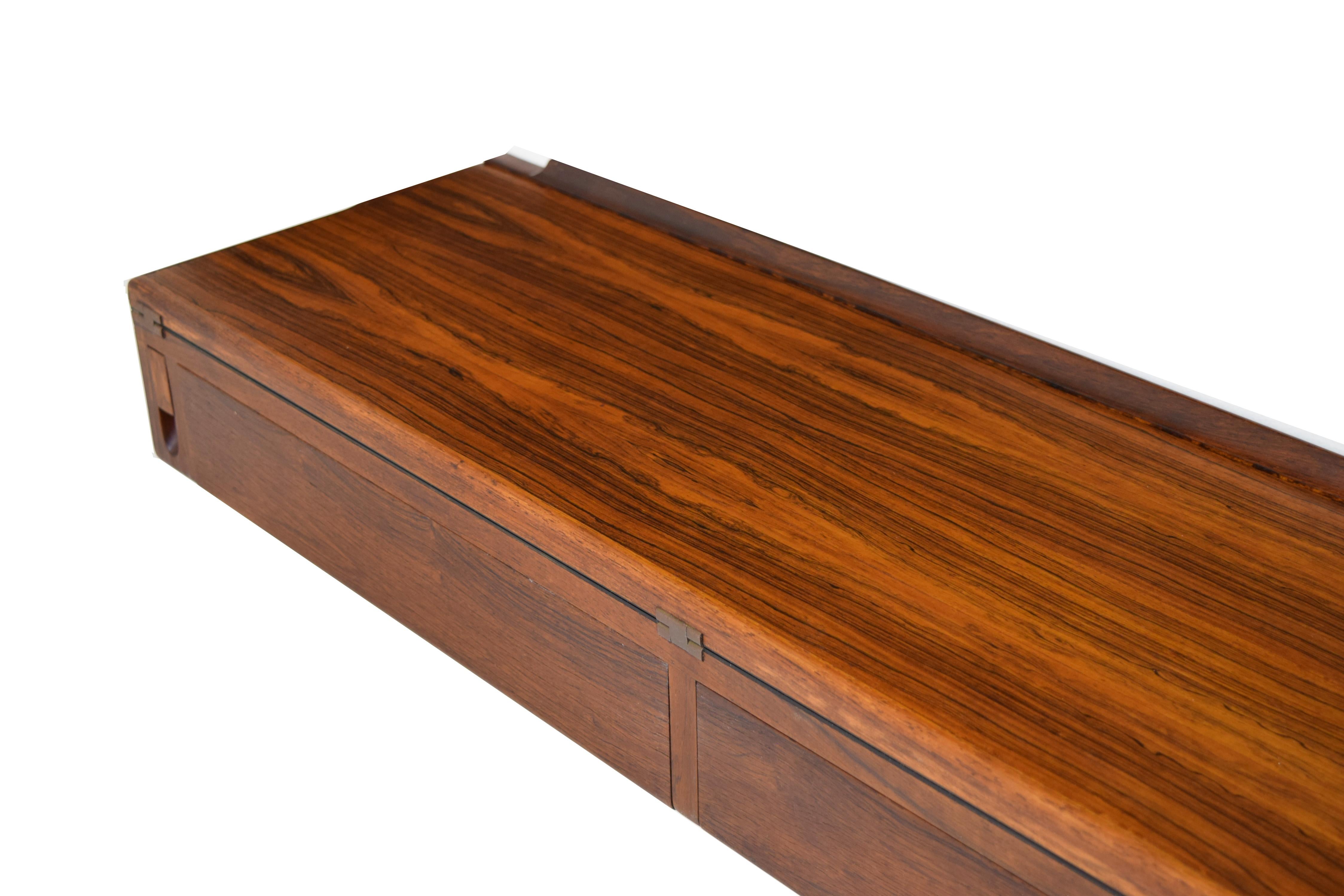 Wall-Mounted Rosewood Flip-Top Desk and Console by Arne Hovmand Olsen, Denmark 2