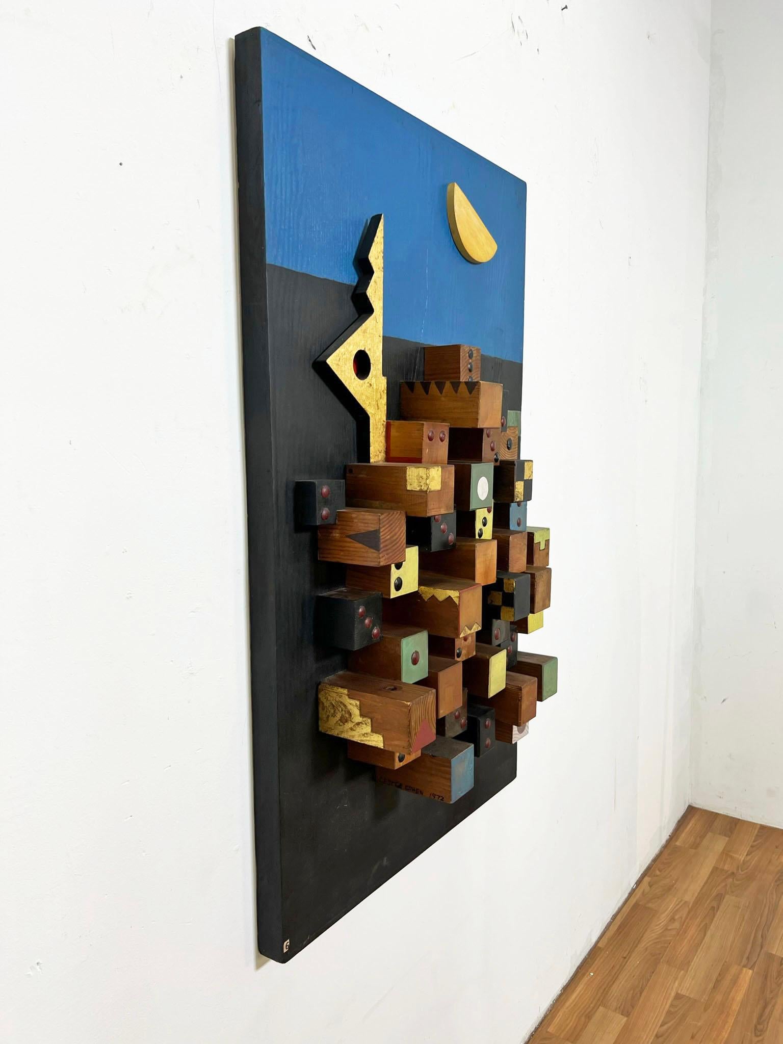 Mid-Century Modern Wall Mounted Sculpture Construction by George Cohen d. 1972 For Sale