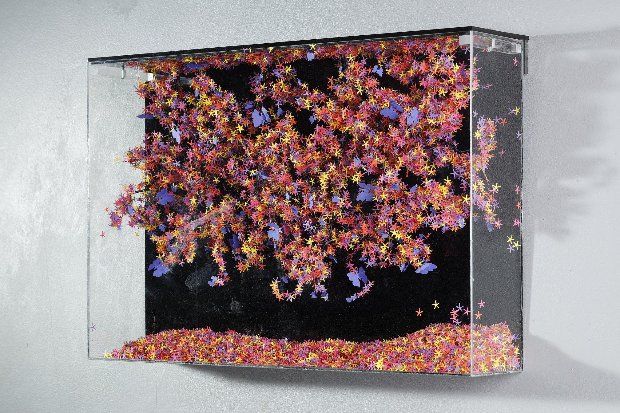 Contemporary Wall-mounted sculpture in paper and metal by Nayla Tabet, The Butterfly Effect For Sale
