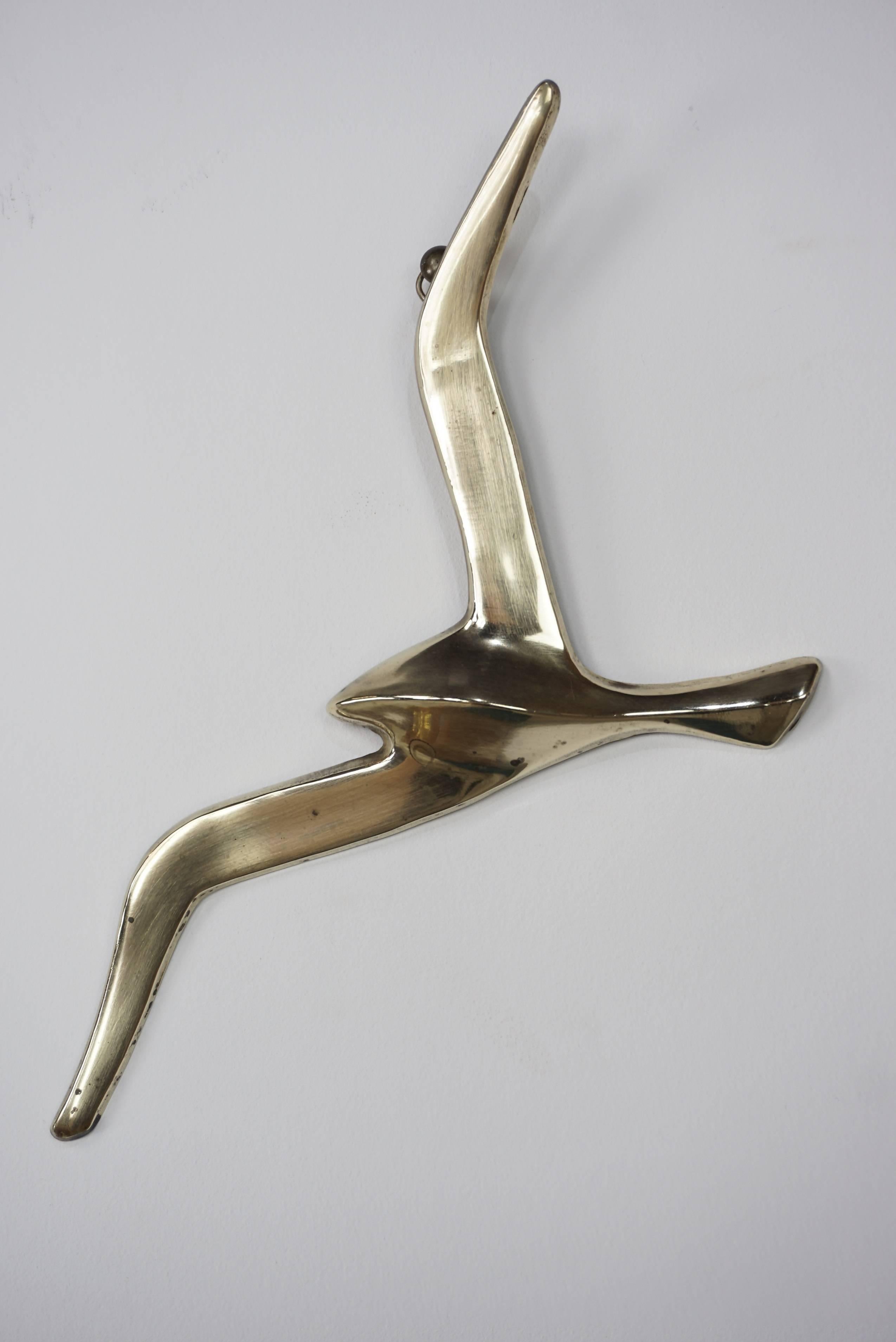 European Wall Mounted Set of Three Brass Birds from the 1950s