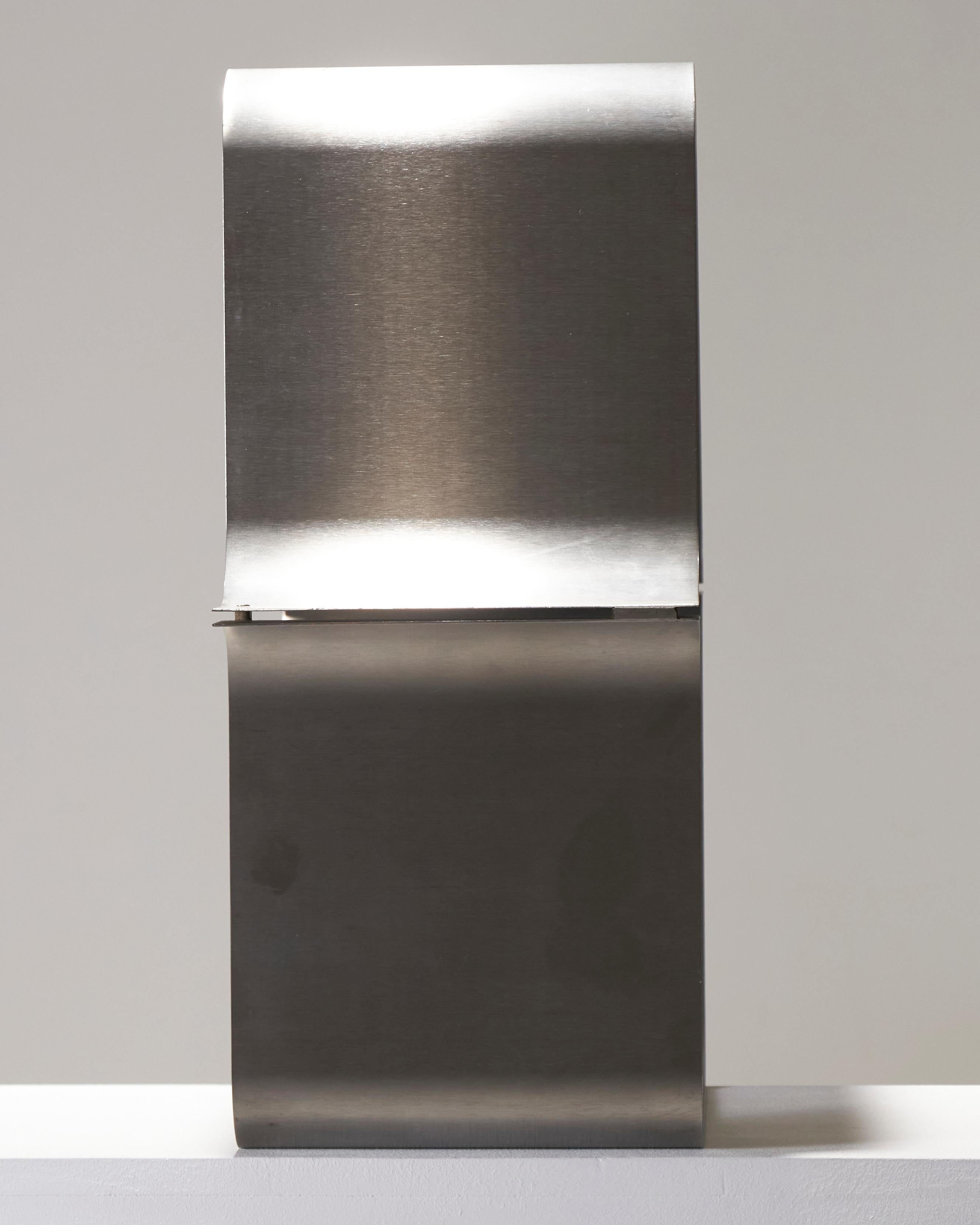 Wall-mounted shelf in brushed steel by Xavier Feal, 1970s 5