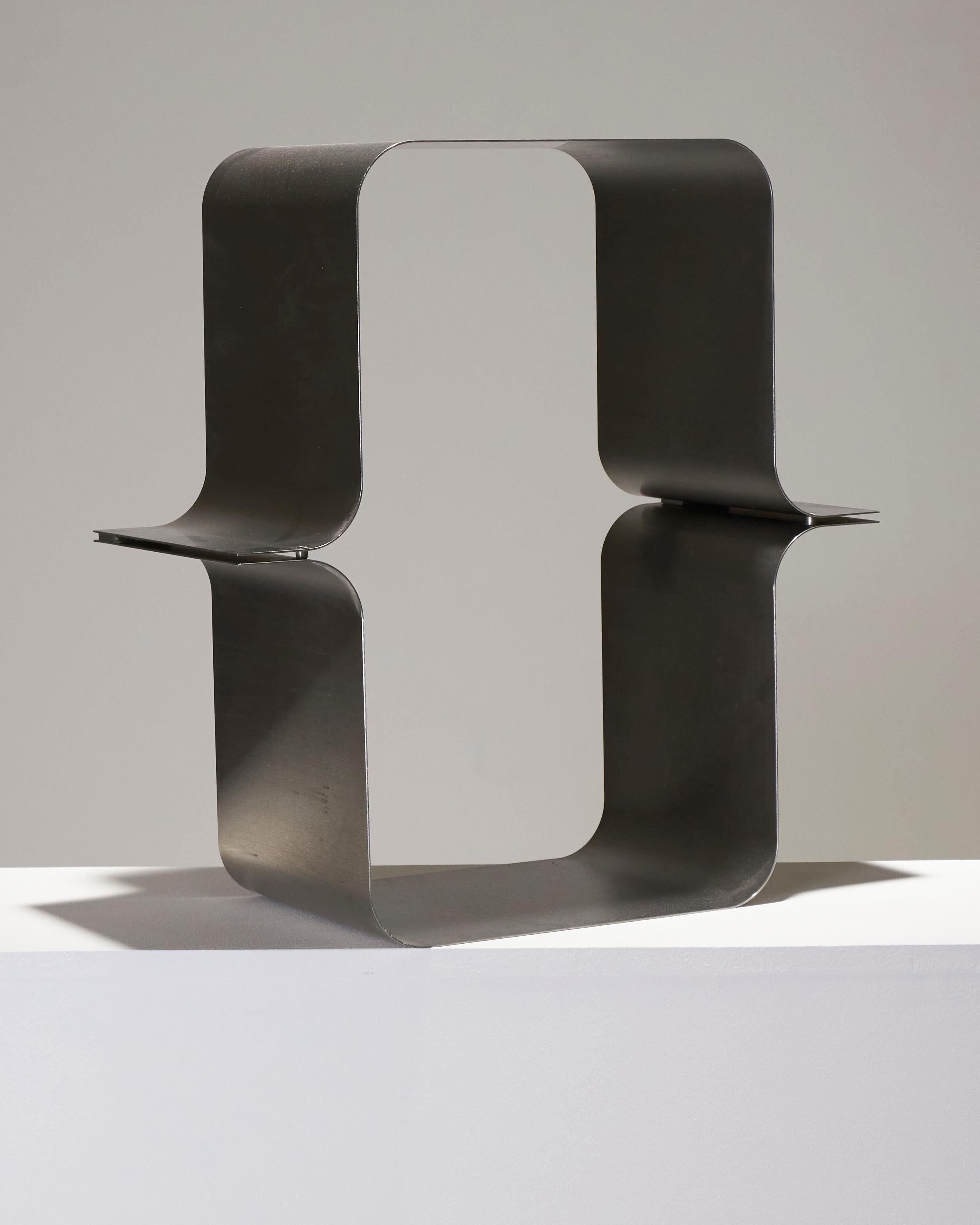 20th Century Wall-mounted shelf in brushed steel by Xavier Feal, 1970s