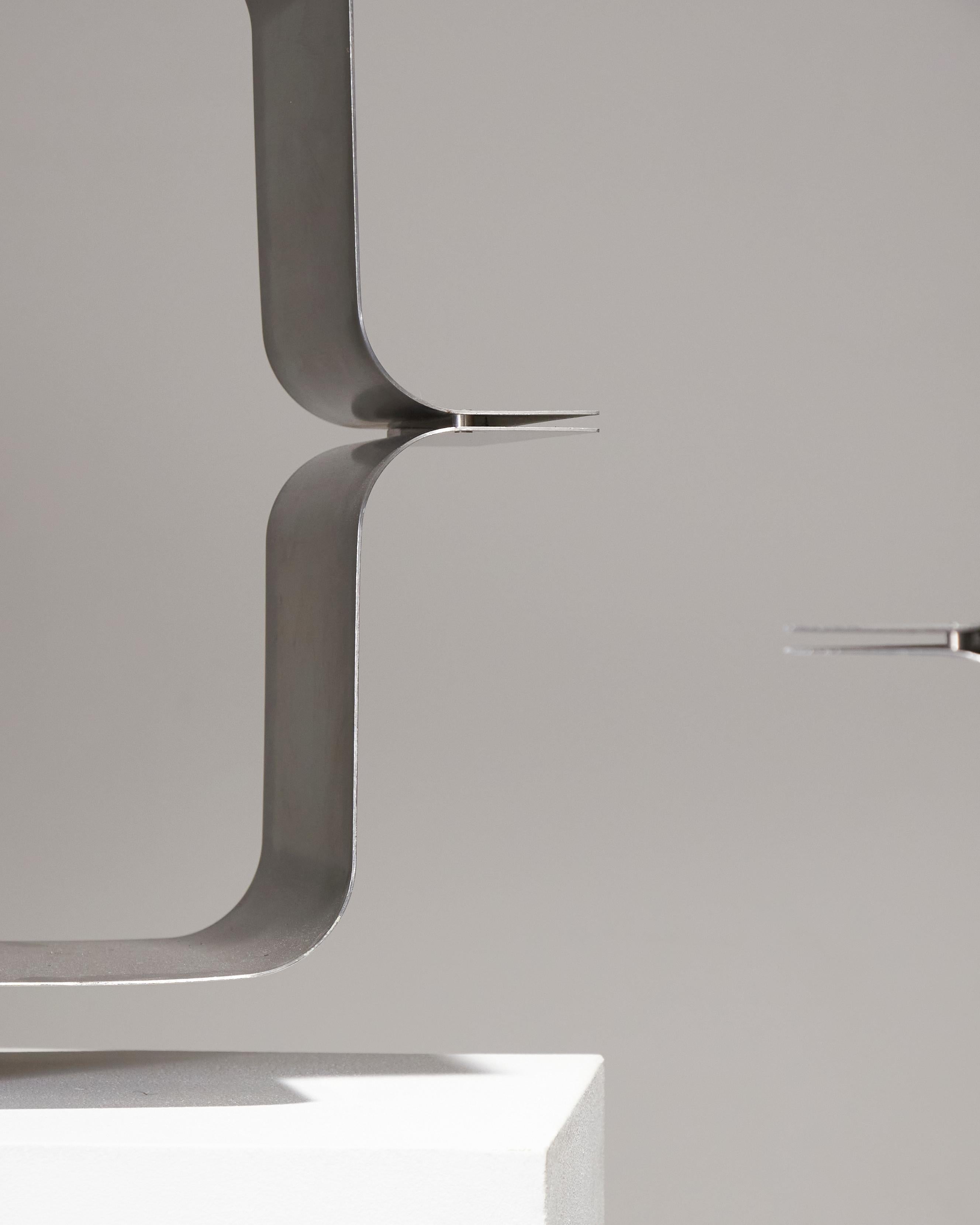 Wall-mounted shelf in brushed steel by Xavier Feal, 1970s 3