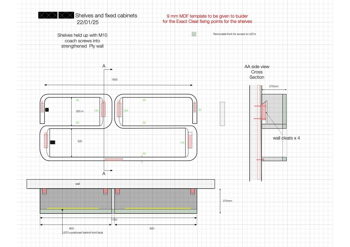 Laminated Wall mounted shelving unit in solid walnut by Jonathan Field For Sale