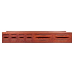 Wall-Mounted Sideboard in Teak & Pine, Made in Danmark 1950s