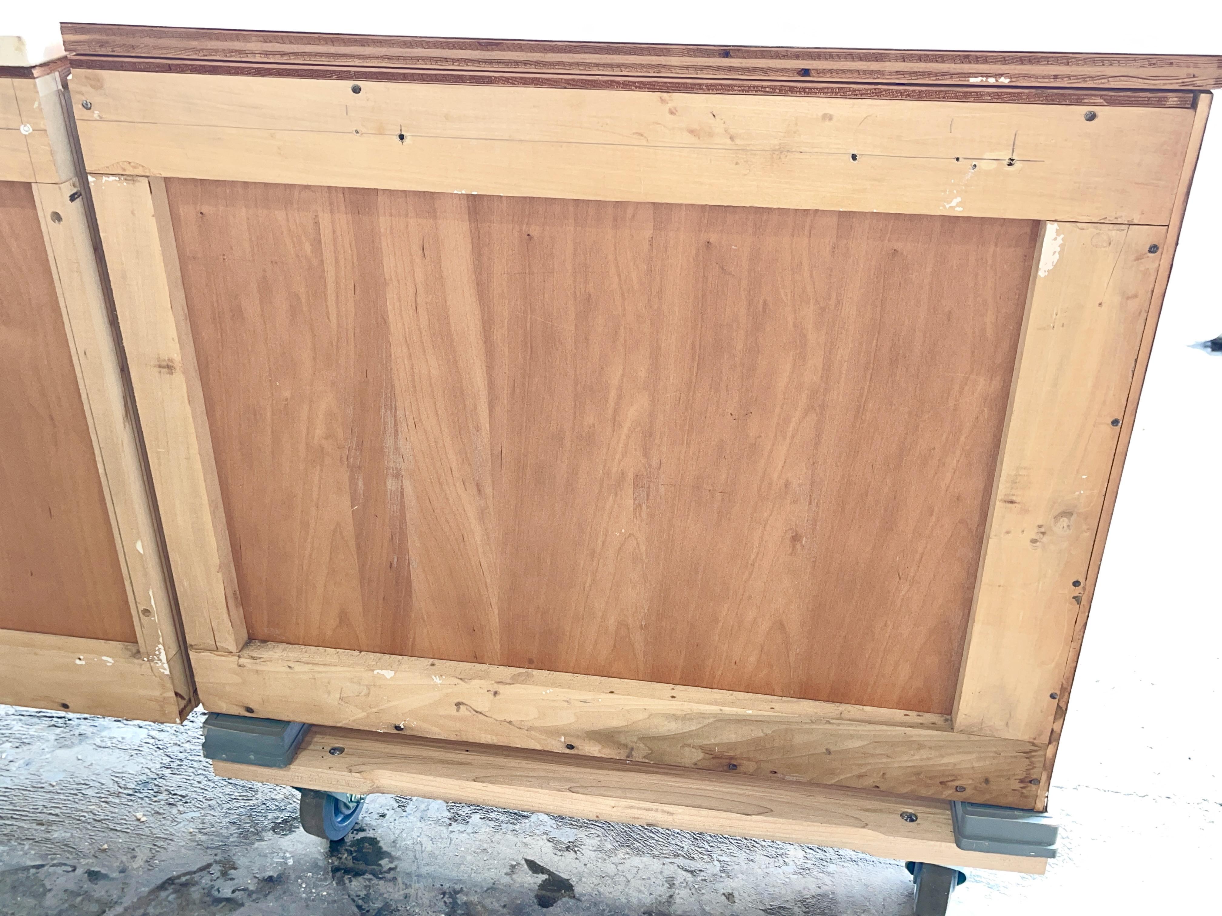 Wall-Mounted Sideboard Ten Foot Walnut & Travertine For Sale 10