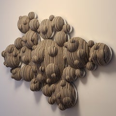 Wall Mounted Stoneware and Gilt Wood Spore Sculpture by Lewis Trimble