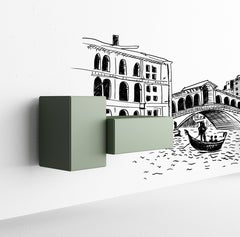 Wall-Mounted Storage Unit / Bedside Table Minotti Italia Little Italy Mini Green