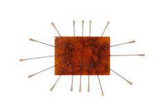 Wall Mounted Sun Lamp in Brass and Resin, 1970s