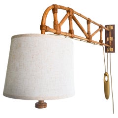 Wall Mounted Swing Arm Rattan Lamp