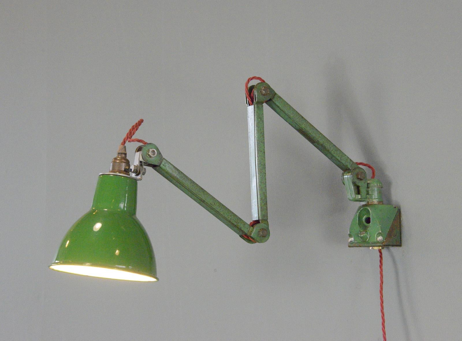 Steel Wall Mounted Task Lamp By EDL Circa 1930s For Sale