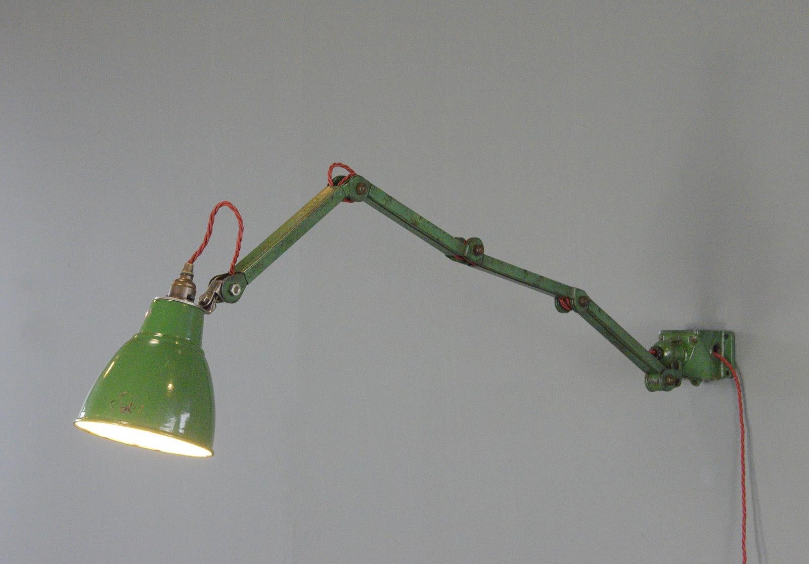 Steel Wall Mounted Task Lamp By EDL Circa 1930s