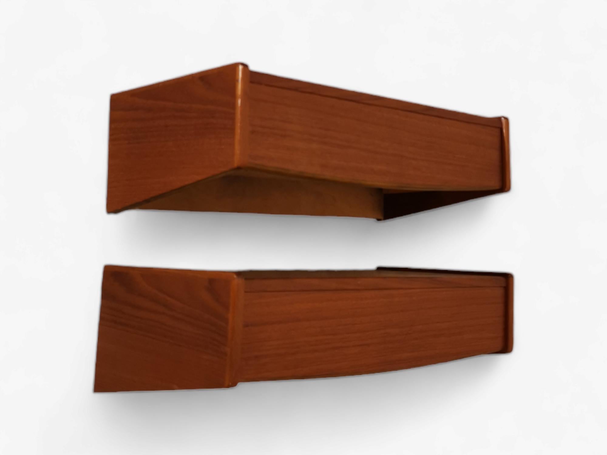 Mid-20th Century Wall Mounted Teak Bedside Tables