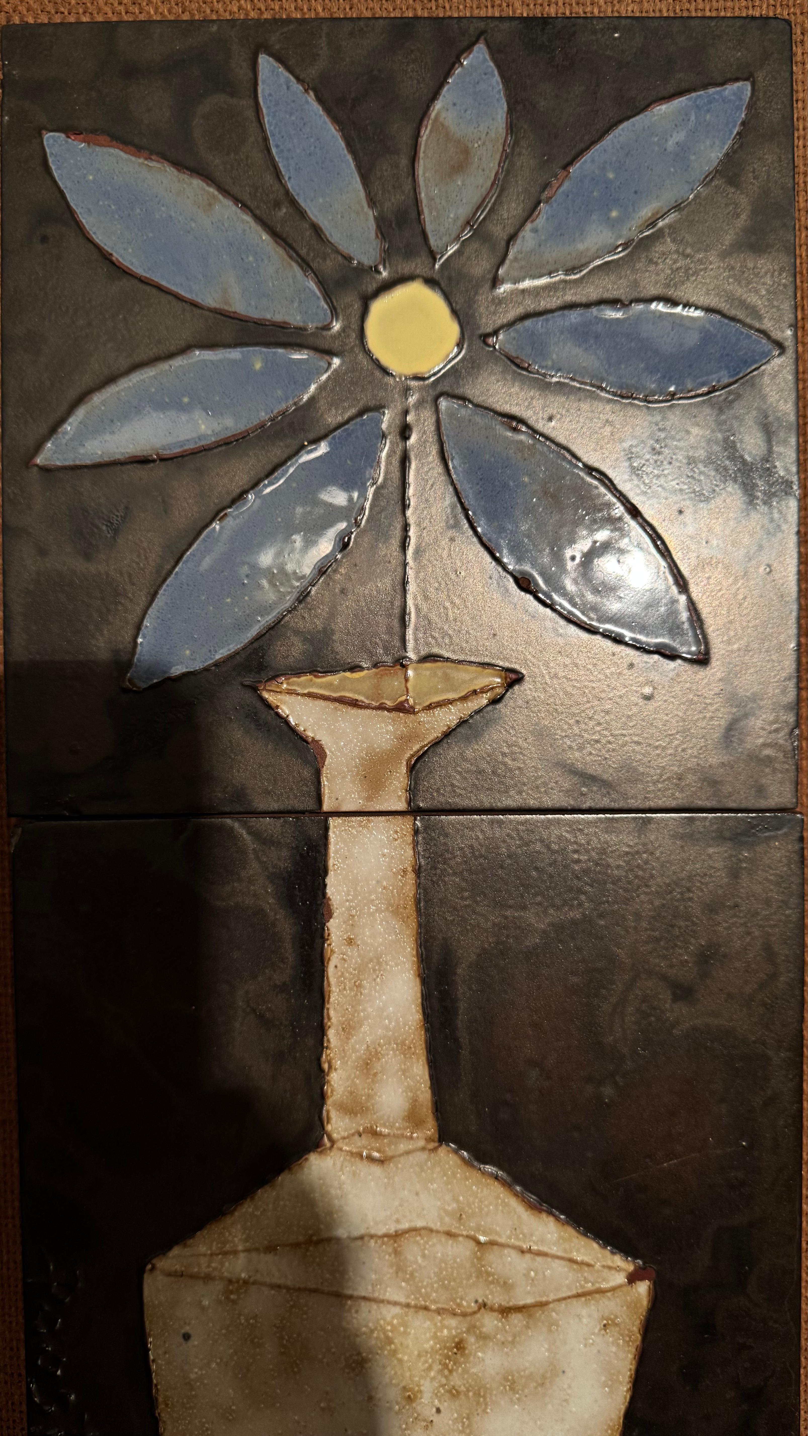 Wandfliesen Dekorative Vase mit Blume, Poost, Belgien Künstler im Angebot 2