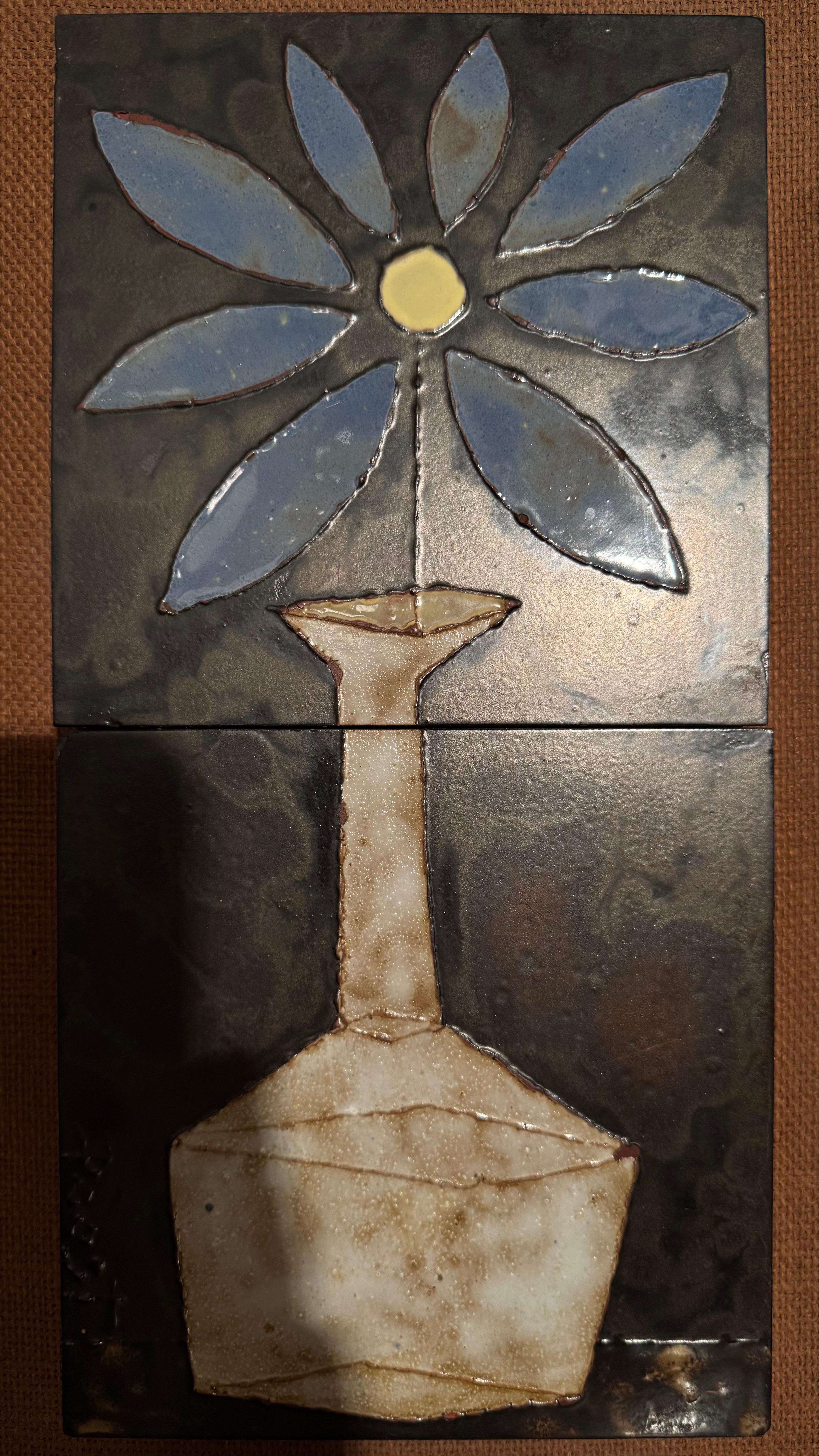 Wandfliesen Dekorative Vase mit Blume, Poost, Belgien Künstler im Angebot 3