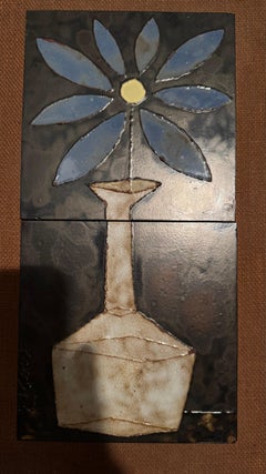 Wall mounted Tiles Decorative Vase with Flower, Poost, Belgium Artist