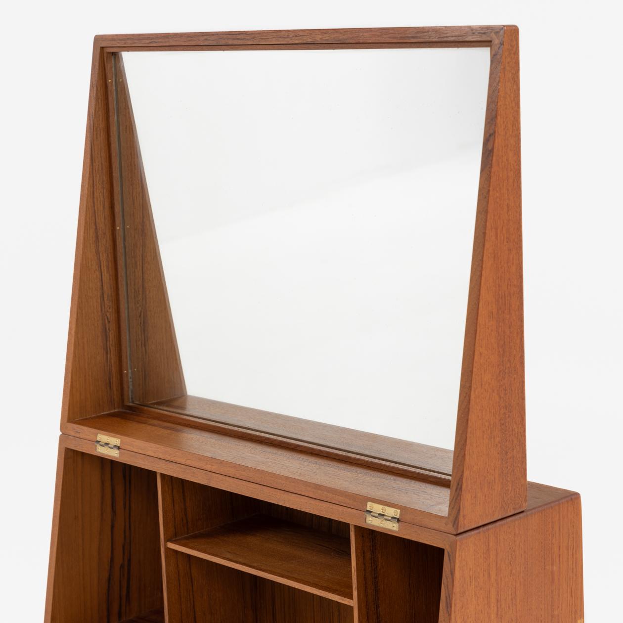 Danish Wall mounted vanity cabinet in teak For Sale