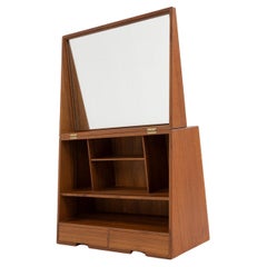 Wall mounted vanity cabinet in teak