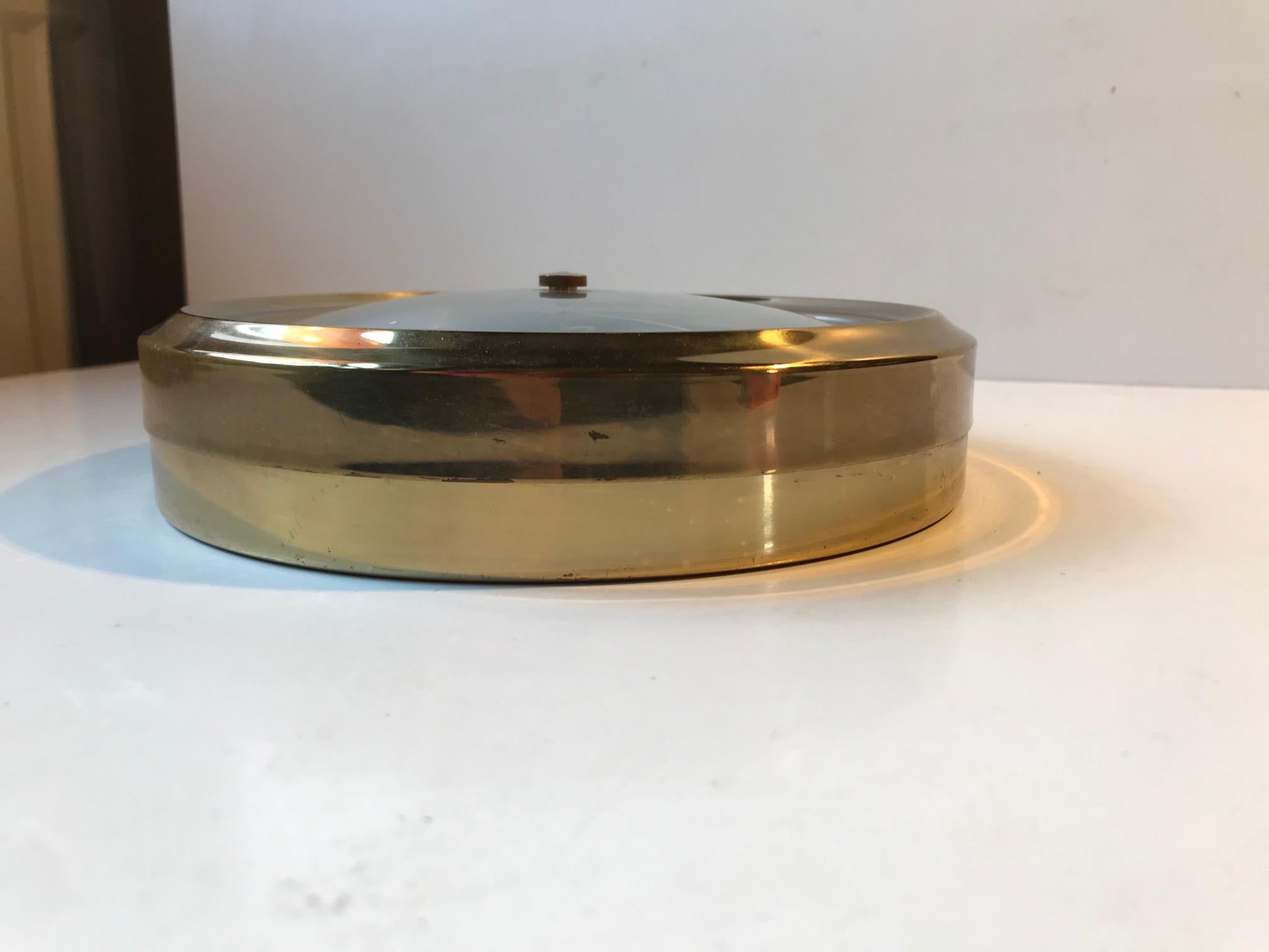 Mid-Century Modern Wall Mounted Vintage Barometer, Weather Station in Brass, Barigo Germany