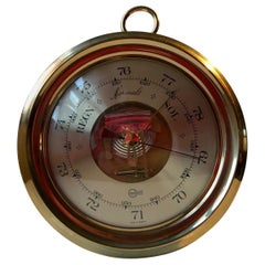 Wall Mounted Vintage Barometer, Weather Station in Brass, Barigo Germany