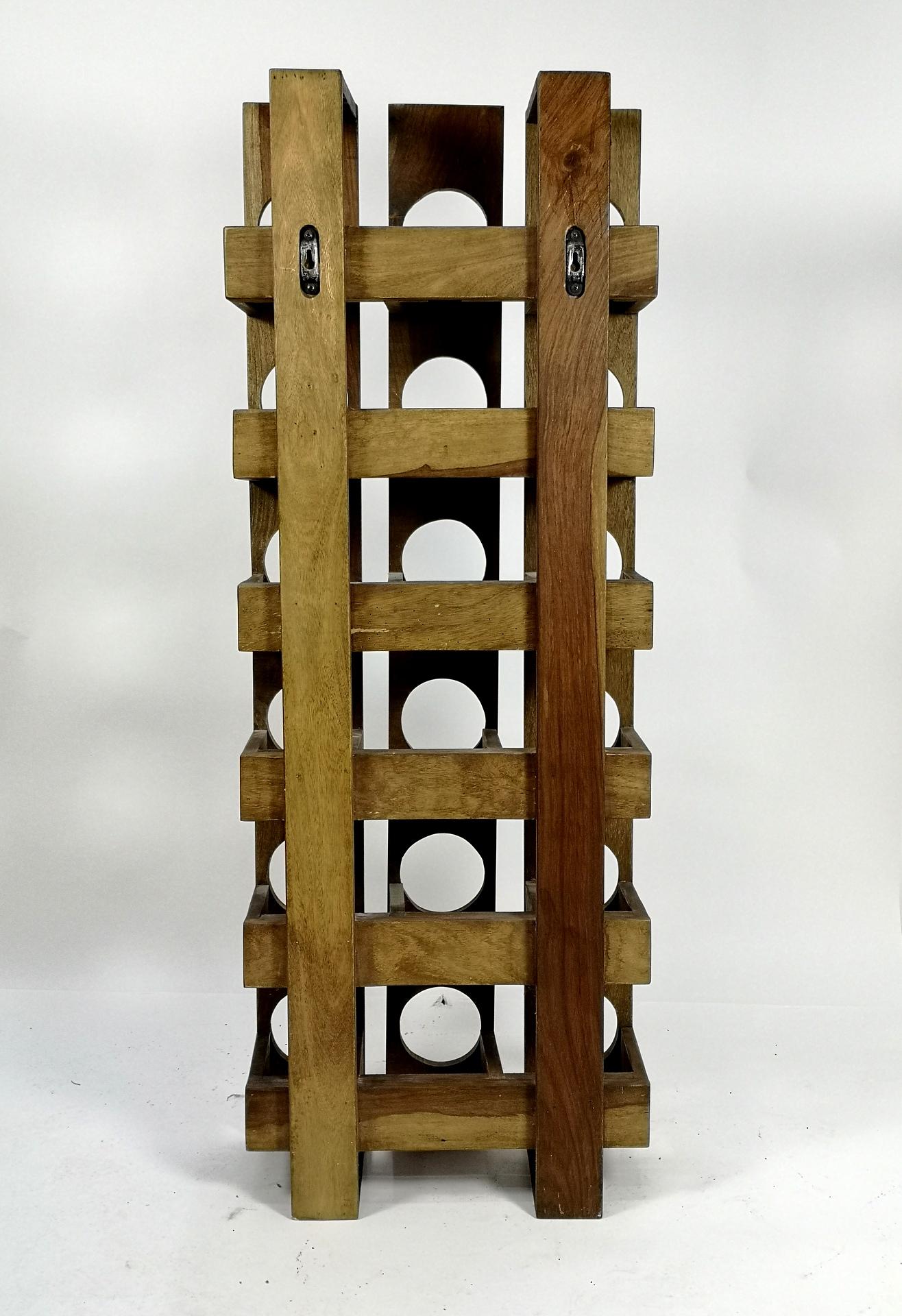 Wall Mounted Vintage Wine Rack of Walnut, 1970's 1