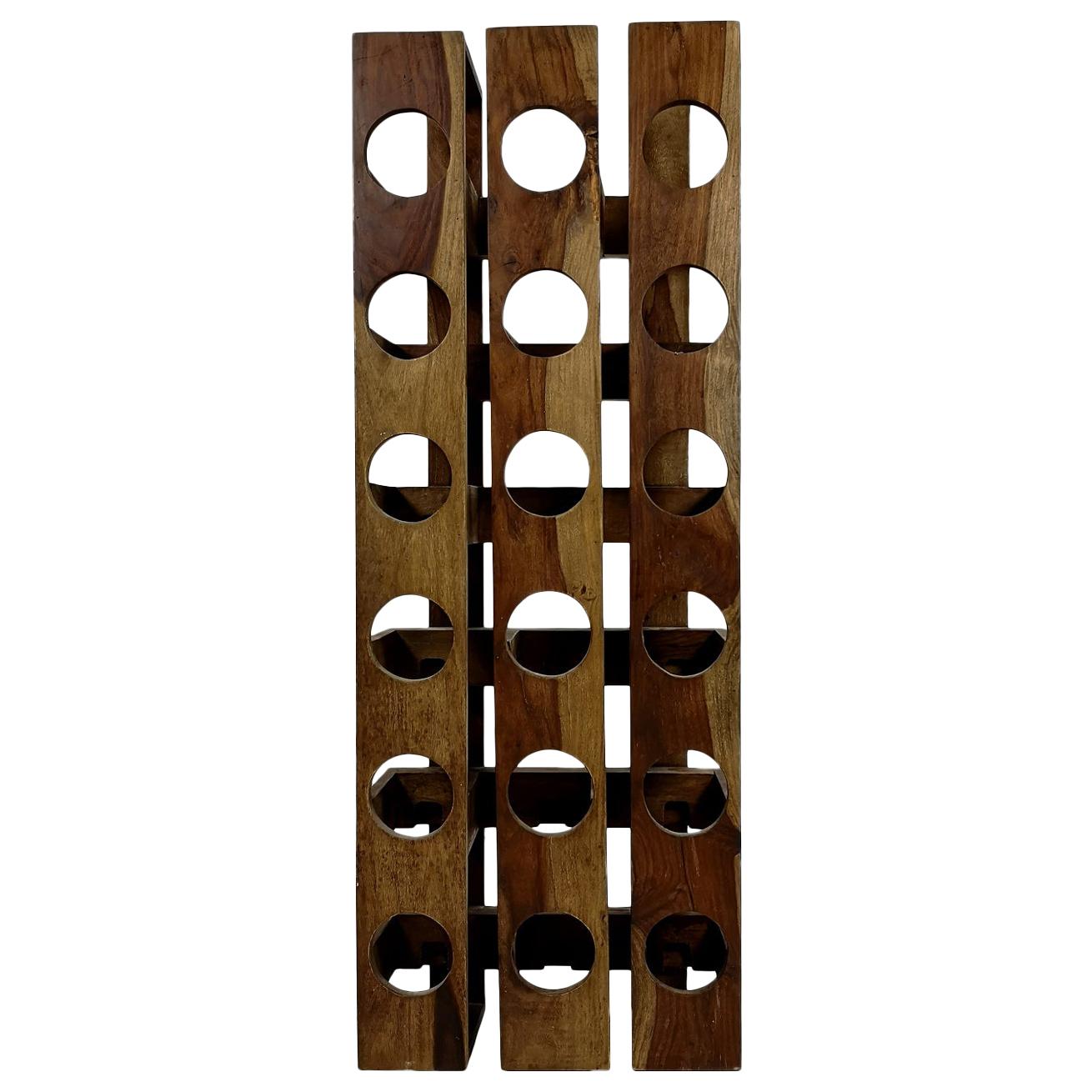 Wall Mounted Vintage Wine Rack of Walnut, 1970's