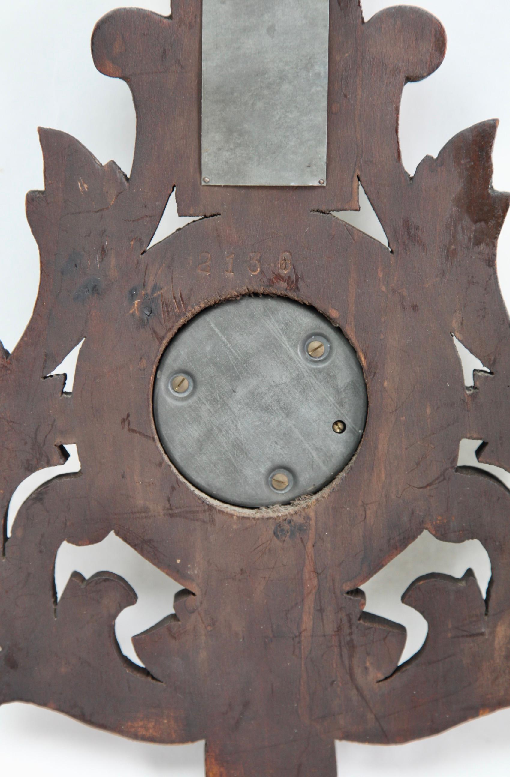 Wall-Mounted Weather Station in Rococo Style Carved Walnut, 1910s For Sale 2