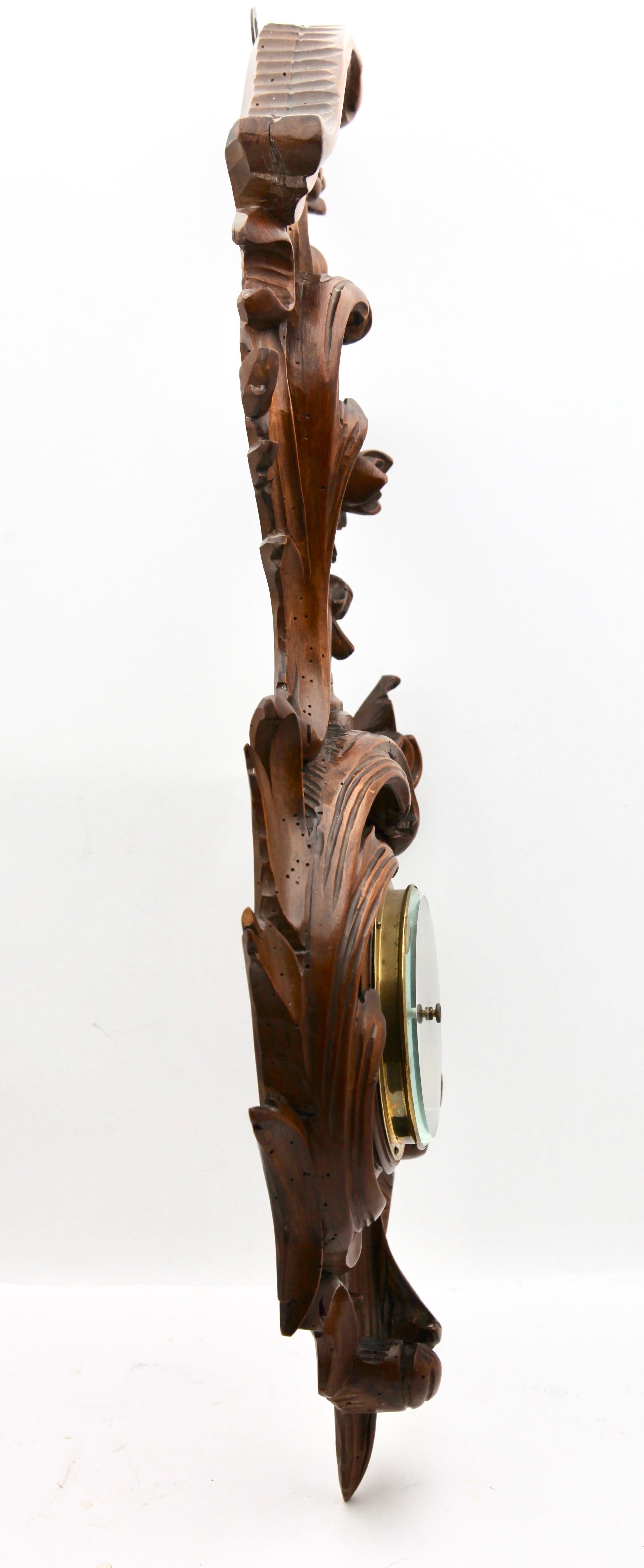 Wall-Mounted Weather Station in Rococo Style Carved Walnut by De Lambert, 1910s 3