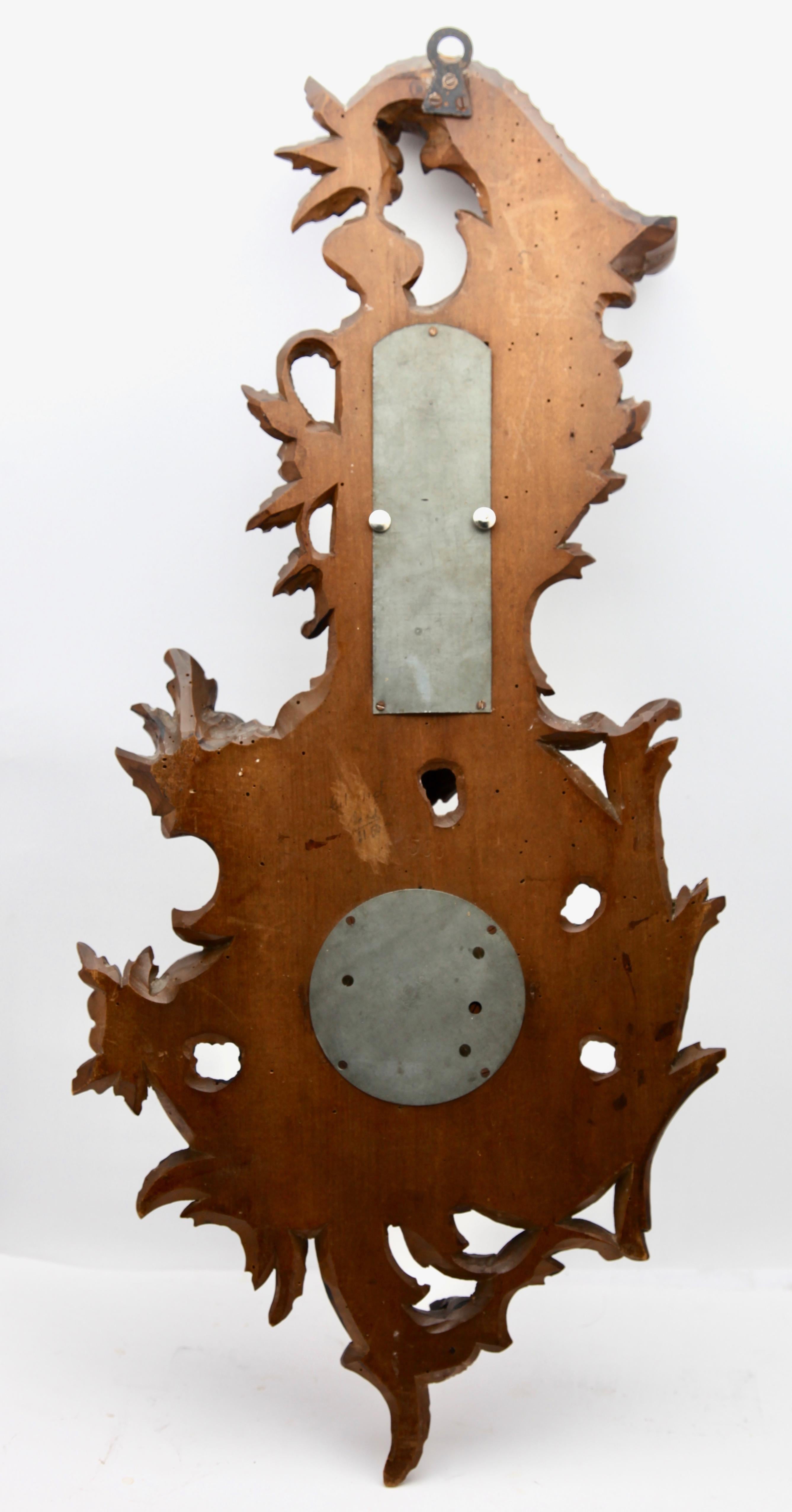 Wall-Mounted Weather Station in Rococo Style Carved Walnut by De Lambert, 1910s 2