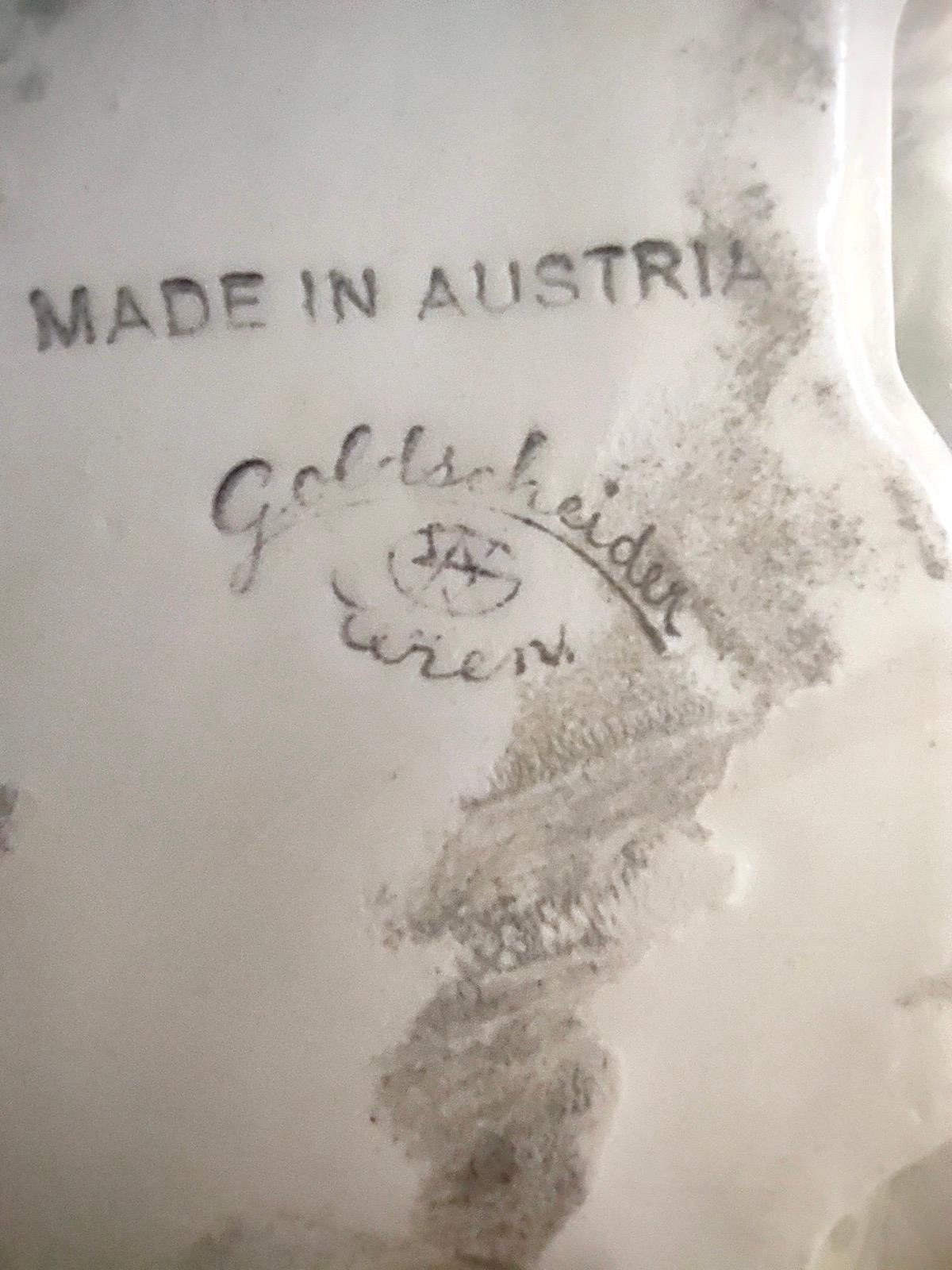 Wall Mounted White Glazed Ceramic Cherub Candleholder by Goldscheider, Austria For Sale 3