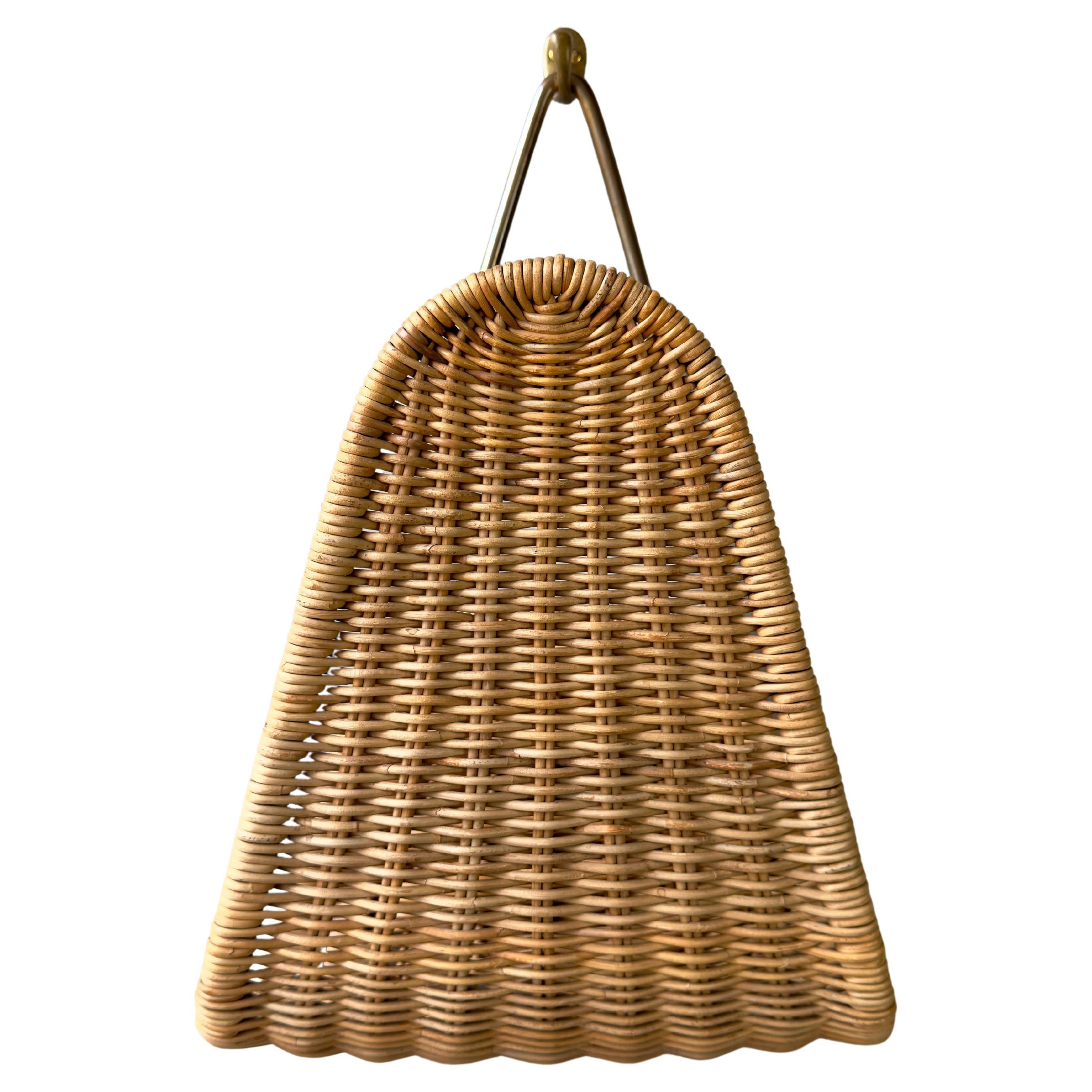 Wall-Mounted Wicker Magazine Rack by Carl Auböck II