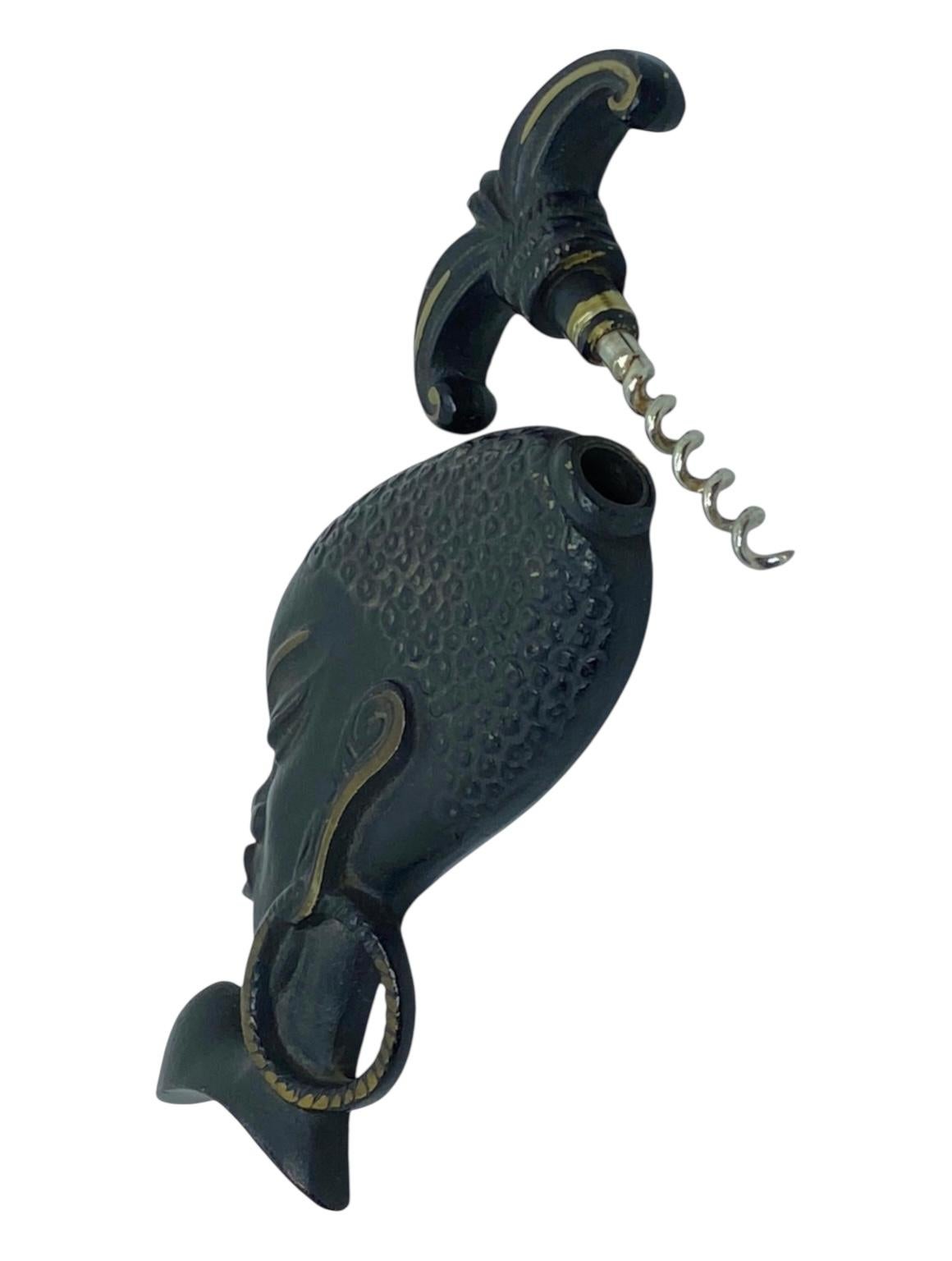 Mid-Century Modern Wall mounted Woman Head Bronze Corkscrew Vienna, Austria, 1950s, Midcentury For Sale