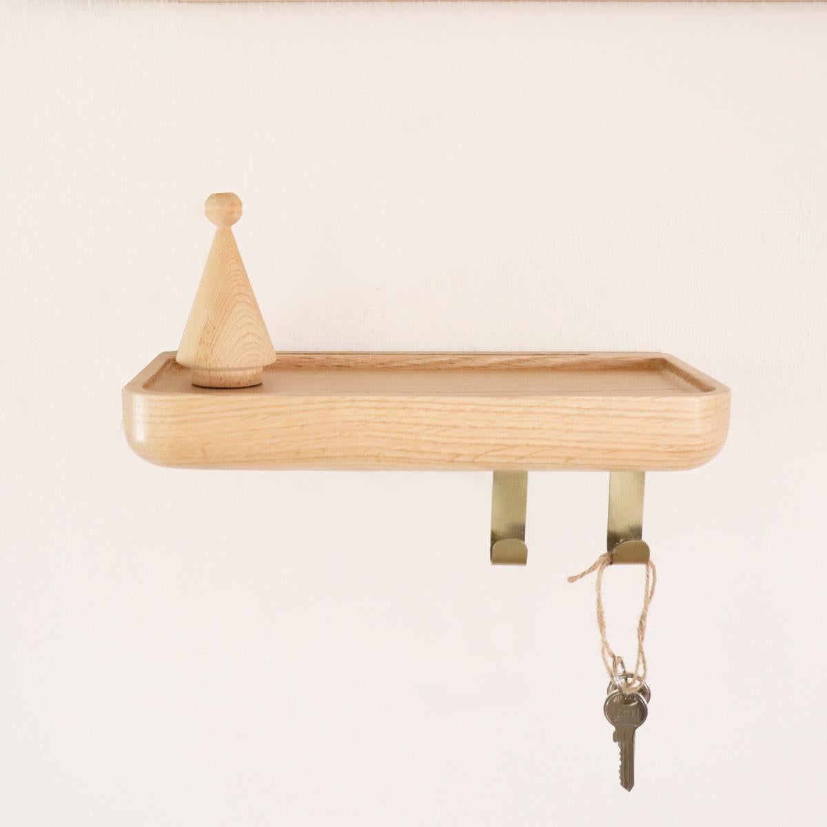 Falegnameria Scaffale a muro in legno con specchio - Dimensioni ridotte, Oak in vendita