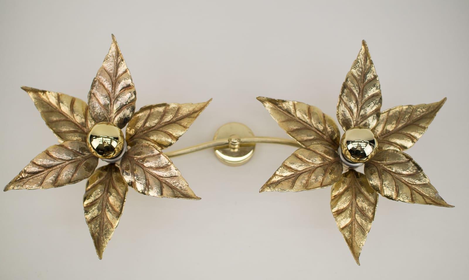 Hollywood Regency Wall or Ceiling Double Lamp by Willy Daro for Massive, Belgium, 1960s For Sale