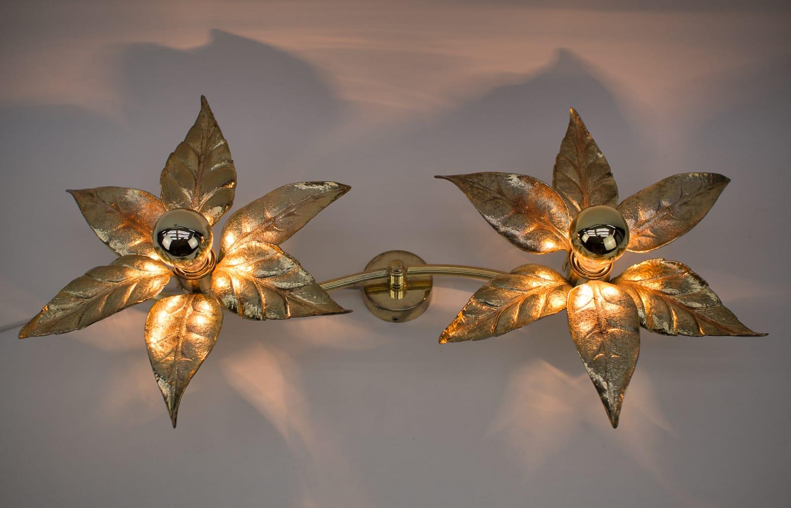 Metal Wall or Ceiling Double Lamp by Willy Daro for Massive, Belgium, 1960s For Sale