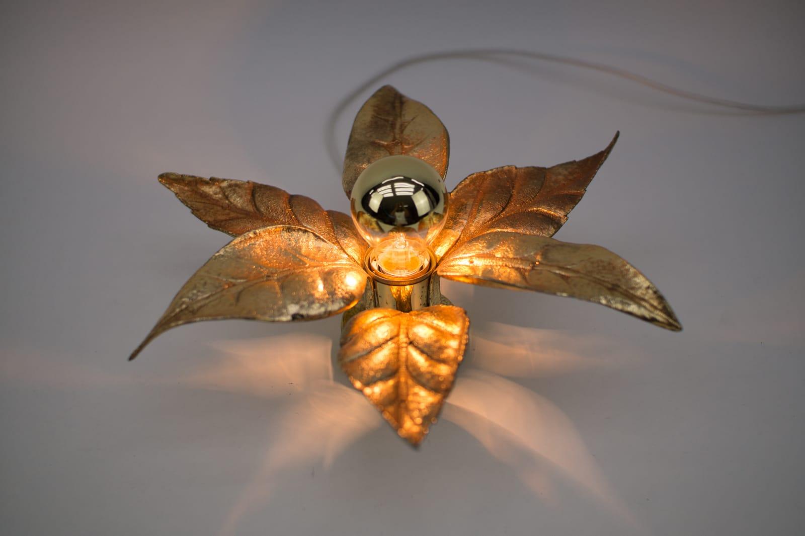 Gilt Wall or Ceiling Lamp by Willy Daro for Massive, Belgium, 1960s For Sale