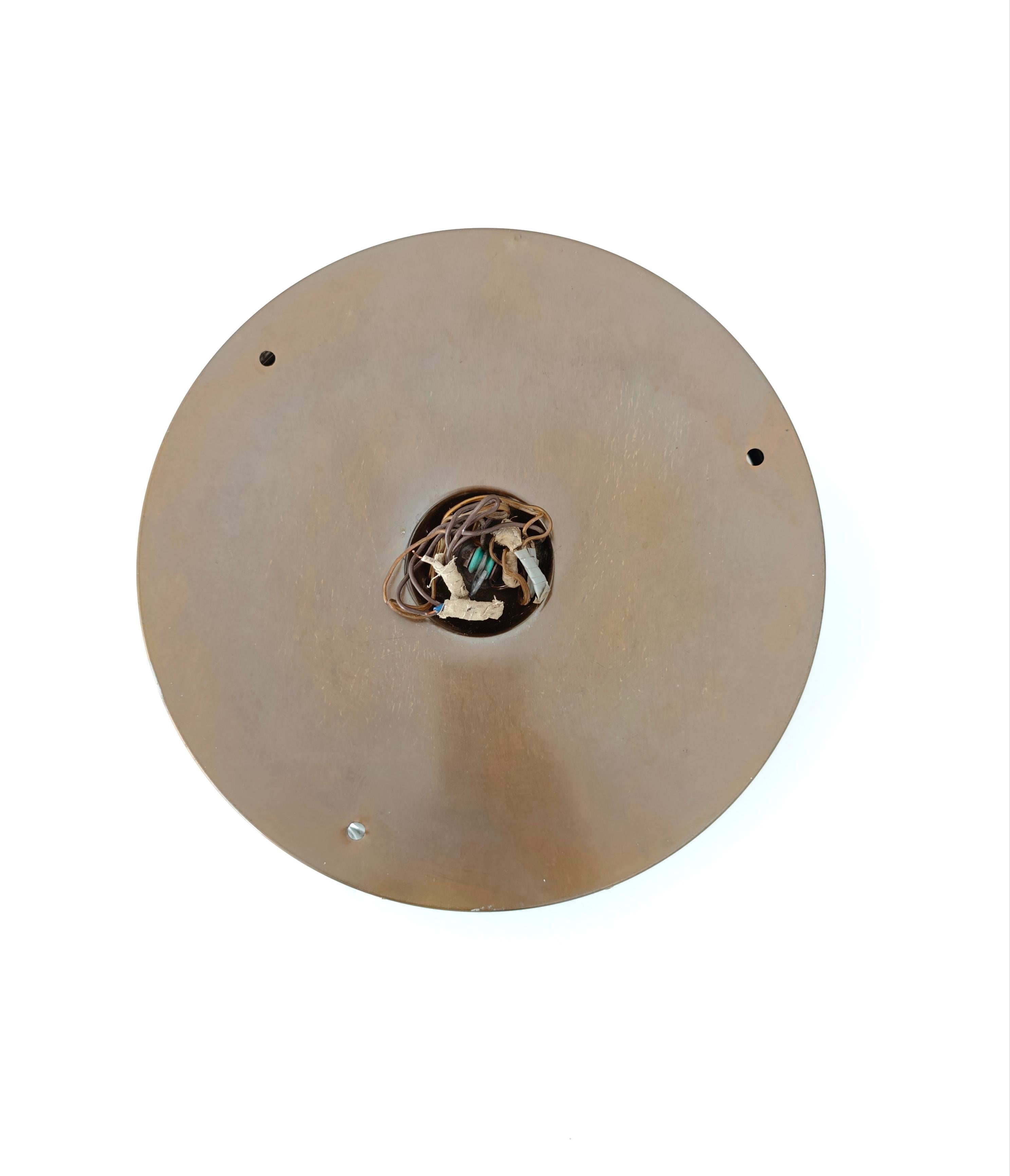 Lámpara de Pared o Techo en Bronce Latón y Cristal Italia Años 50/60 Mediados de Siglo en venta 1