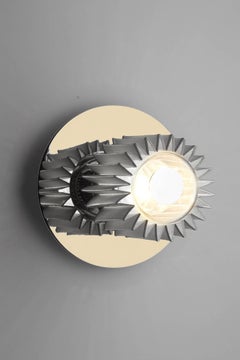 Wall or Ceiling Lamp in Steel, Glass and Mesh Part, French Contemporary Light