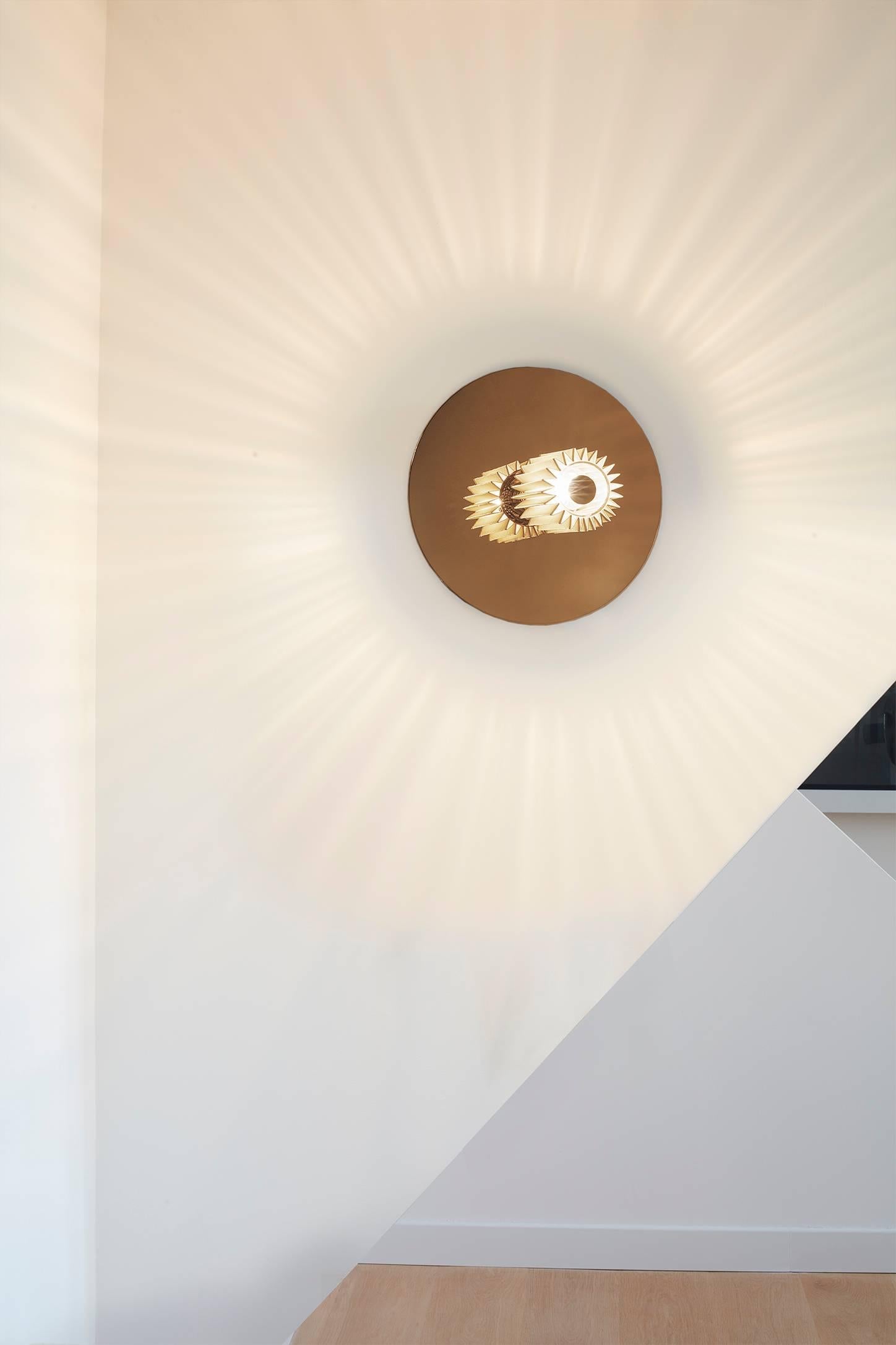Stainless Steel Wall or Ceiling Lamp in Steel, Glass and Mesh Part, French Contemporary Light For Sale
