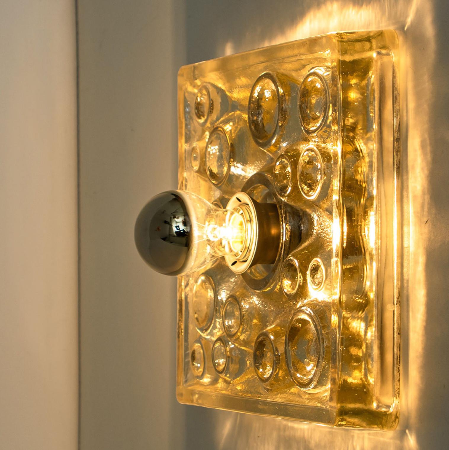 Wall or Ceiling Light, Sculptural Glass, 1970s For Sale 3