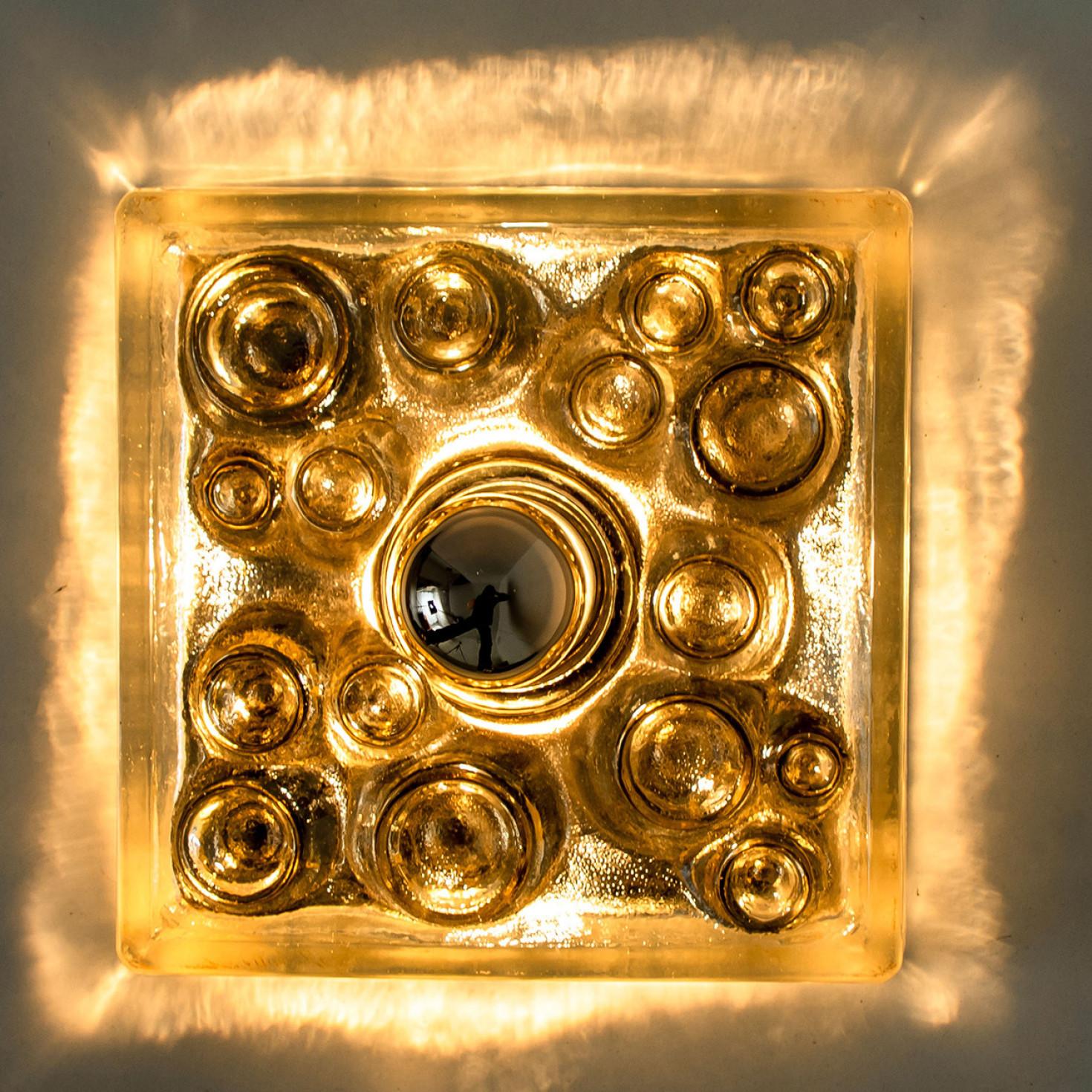 Wall or Ceiling Light, Sculptural Glass, 1970s For Sale 4
