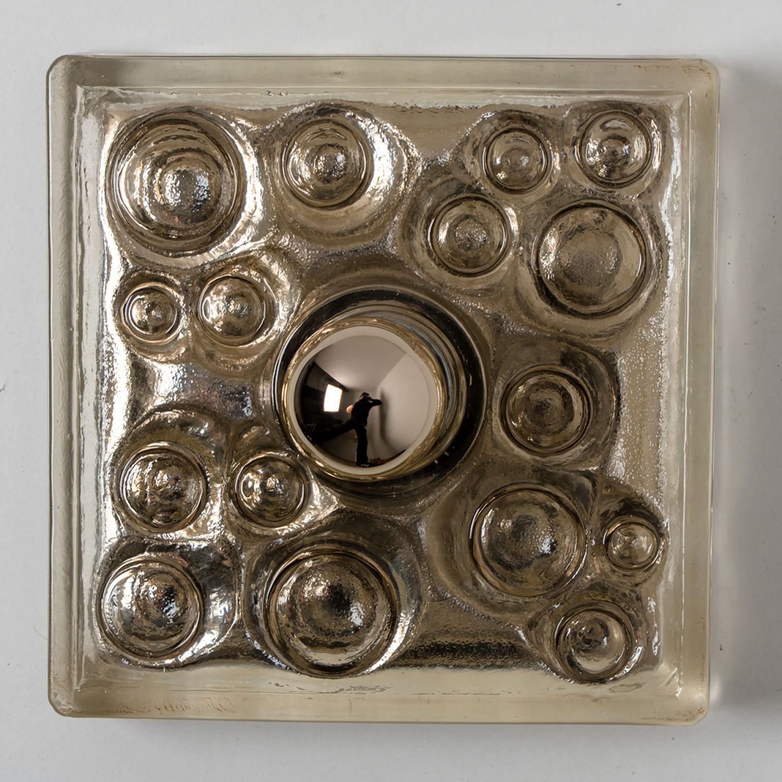 Wall or Ceiling Light, Sculptural Glass, 1970s For Sale 5