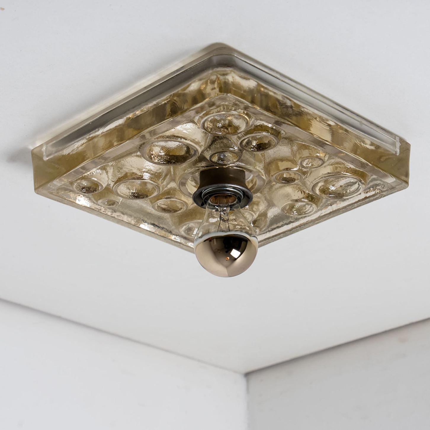 Wall or Ceiling Light, Sculptural Glass, 1970s In Good Condition For Sale In Rijssen, NL