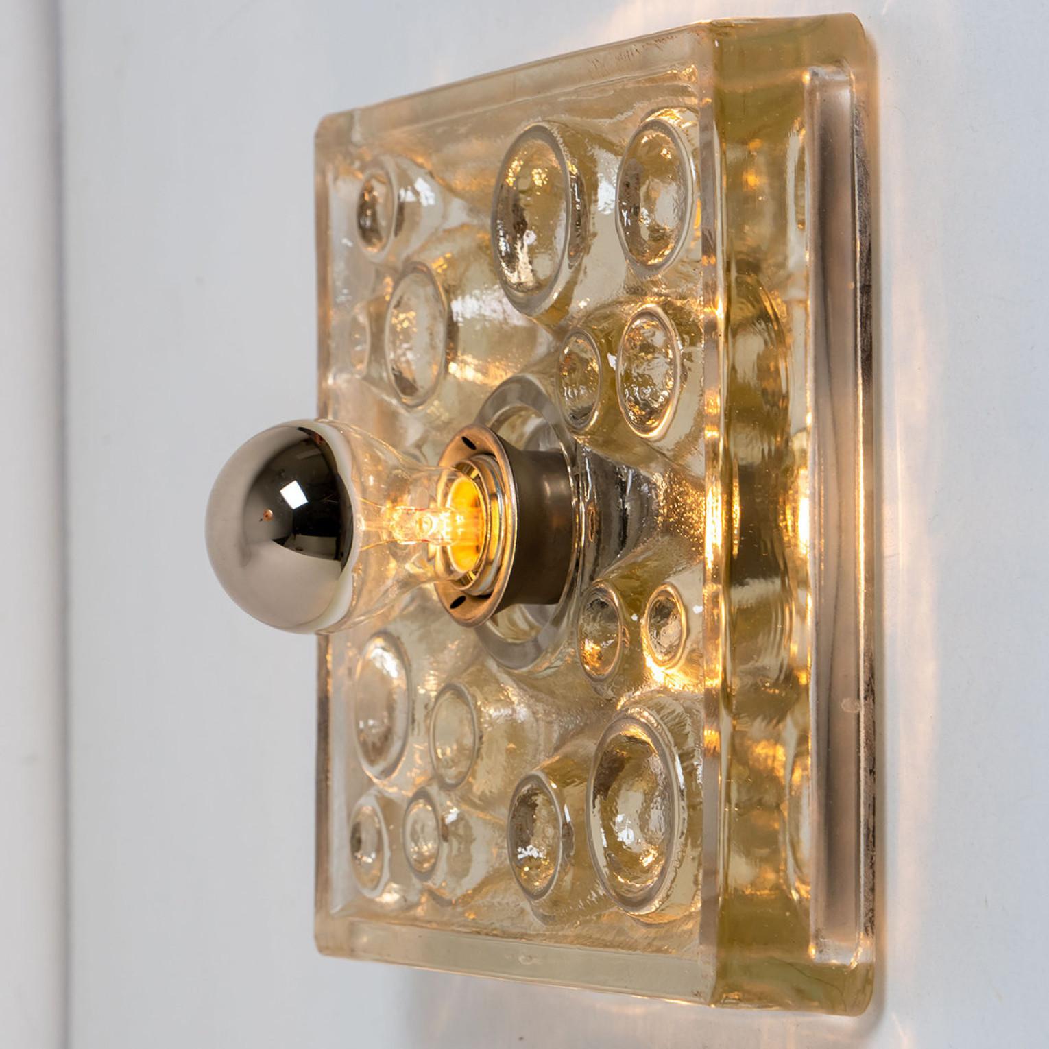 Late 20th Century Wall or Ceiling Light, Sculptural Glass, 1970s For Sale