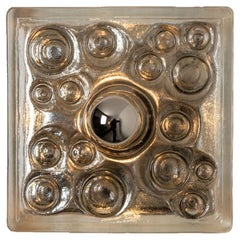 Vintage Wall or Ceiling Light, Sculptural Glass, 1970s