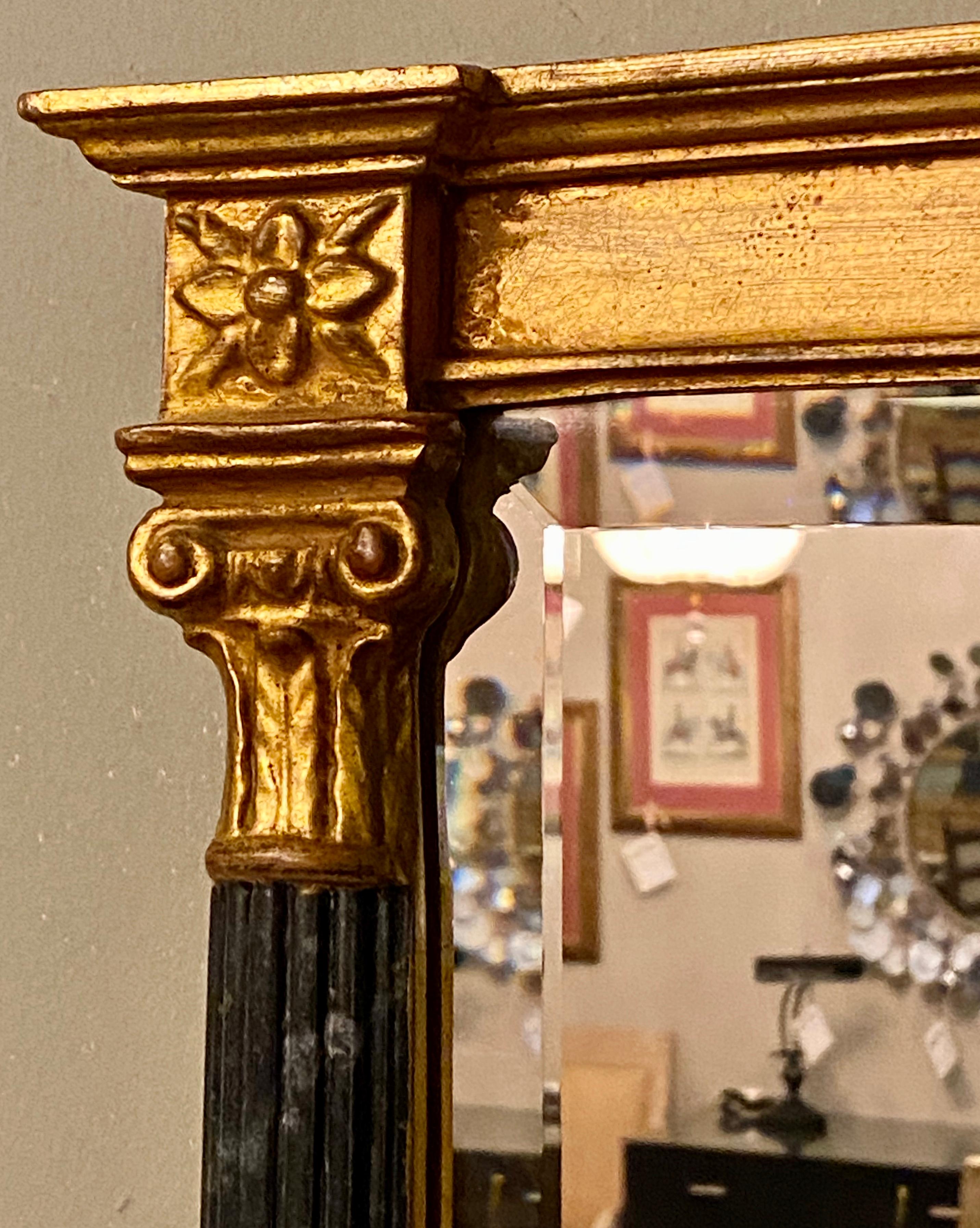 Wall or Console Mirror Neoclassical Ebony and Parcel-Gilt Decorated In Good Condition In Stamford, CT