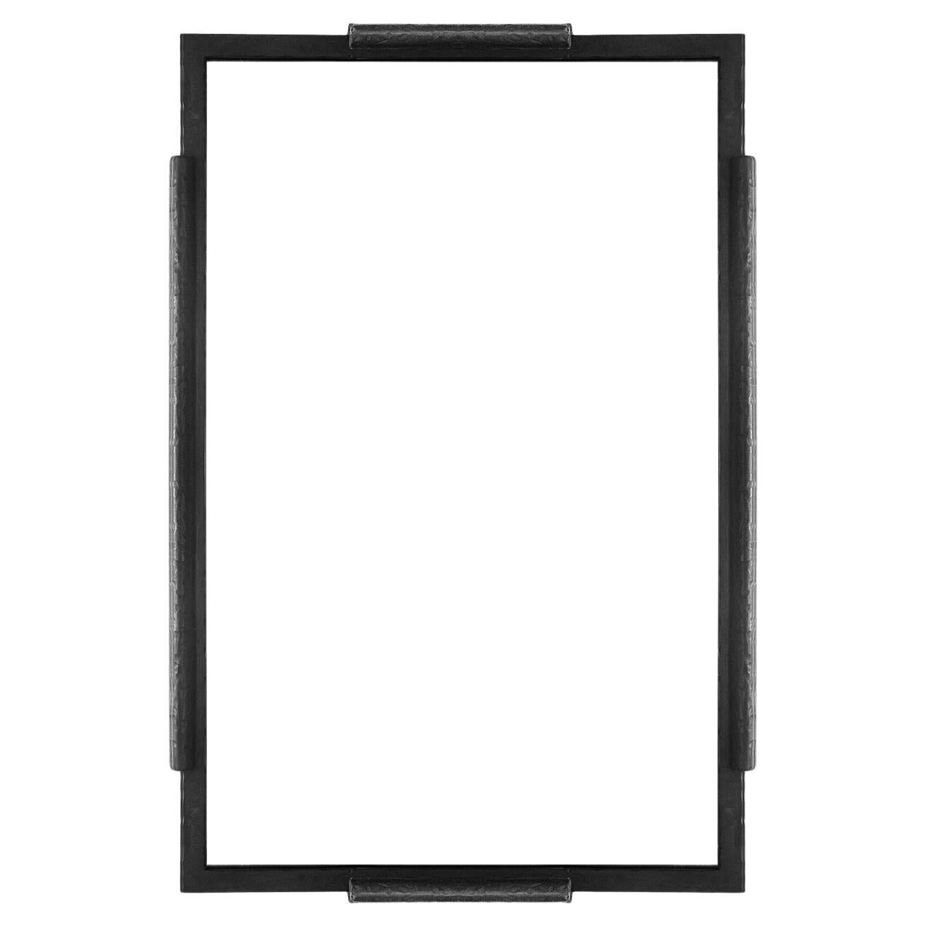 Miroir mural ou sur pied moderne minimaliste avec cylindre et acier noirci géométrique